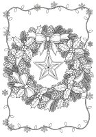 Disegno da colorare corona di natale con luci