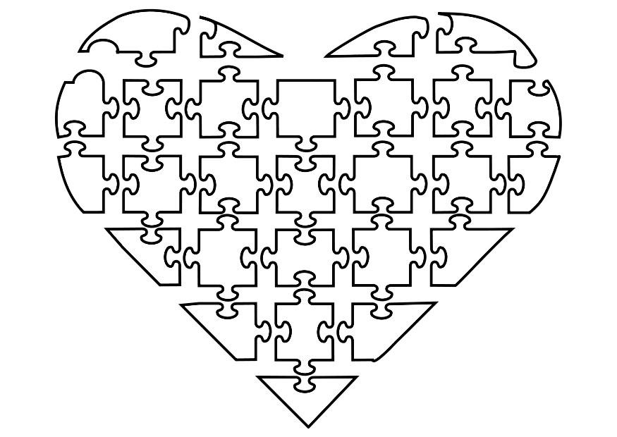 Disegno da colorare cuore puzzle