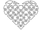 Disegno da colorare cuore puzzle