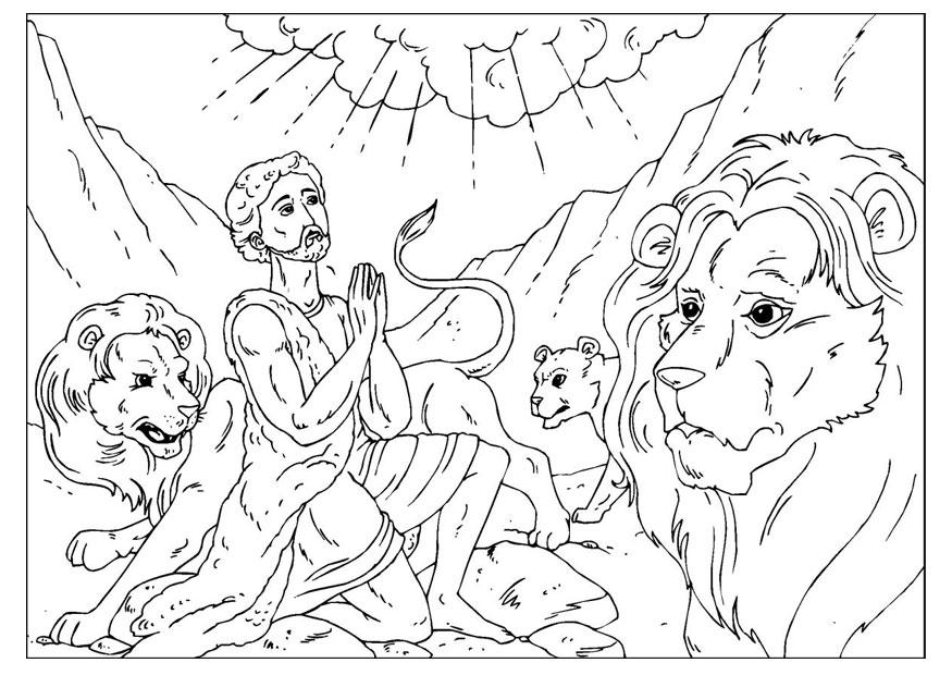 Disegno da colorare Daniele nella fossa dei leoni - Cat ...