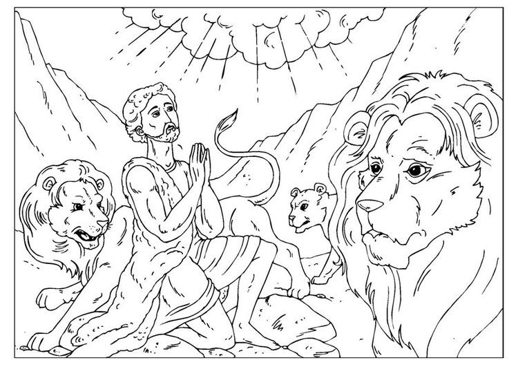 Disegno da colorare Daniele nella fossa dei leoni