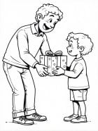 Disegno da colorare dare un pacco per la festa del papÃ  al padre