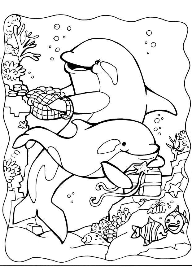 Disegno da colorare delfini 2