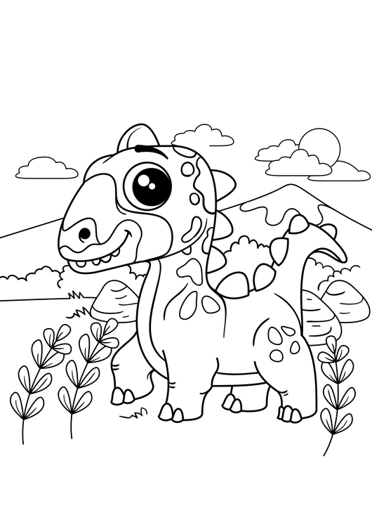 Disegno da colorare dino in movimento
