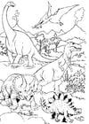 Disegni da colorare Dinosauri nel paesaggio