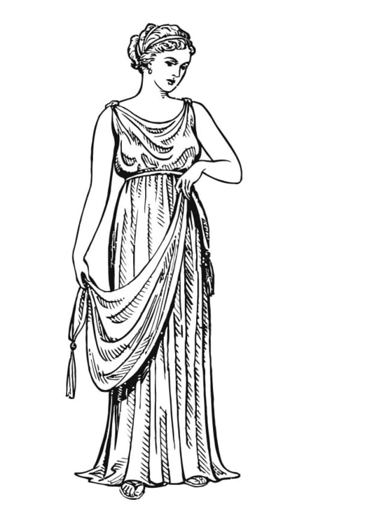 Disegno da colorare donna greca con chiton