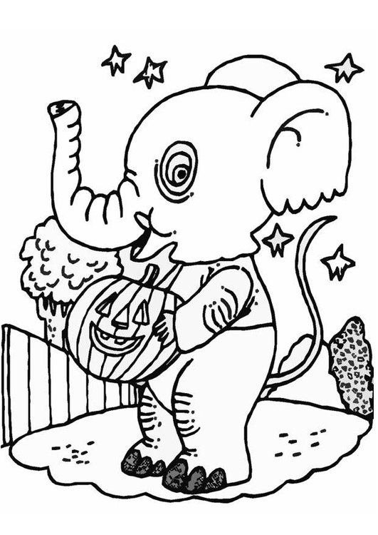 Disegno da colorare elefante di Halloween