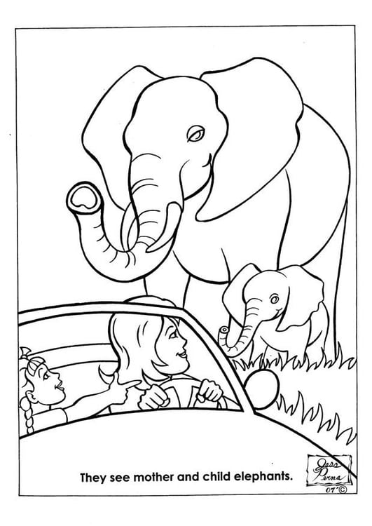 Disegno da colorare elefanti