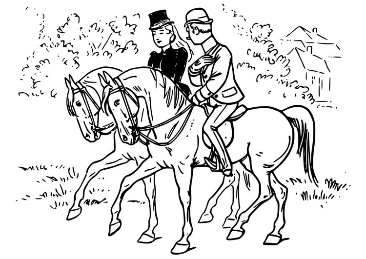 Disegno da colorare equitazione