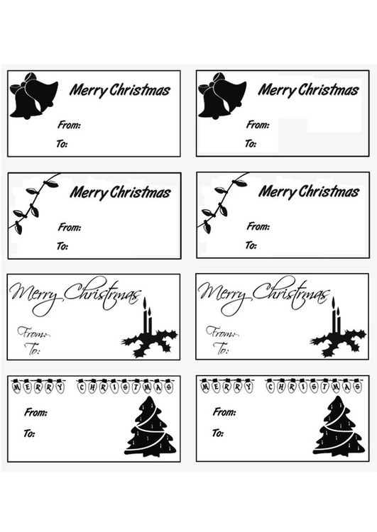 Disegno da colorare etichette regali di Natale