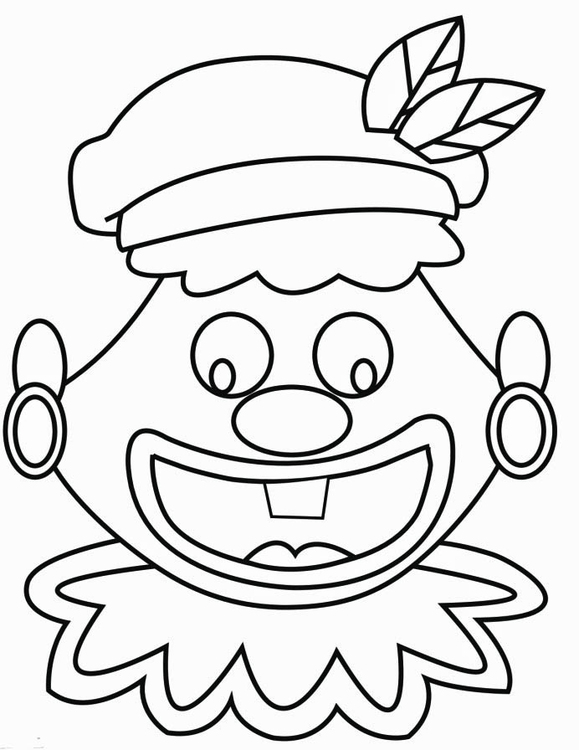 Disegno da colorare faccia Zwarte Piet 2