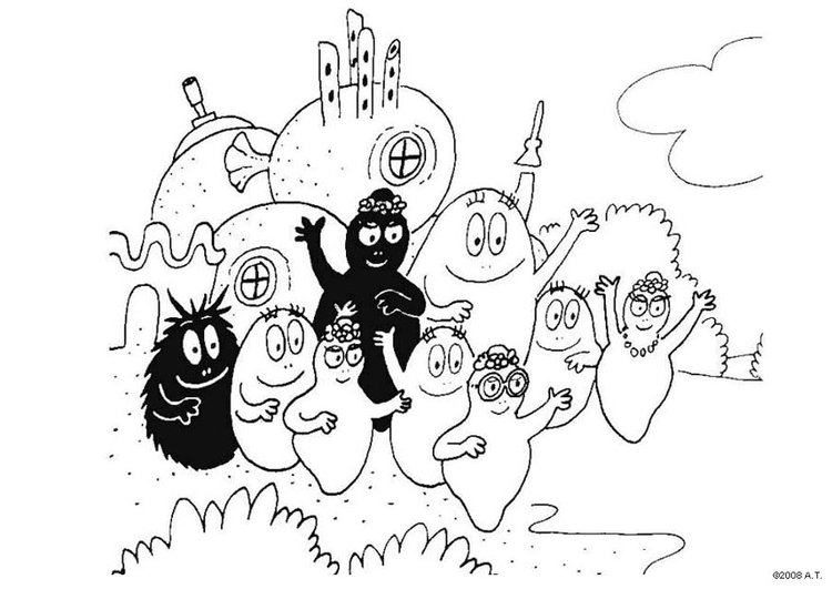 Disegno da colorare famiglia barbapapÃ 