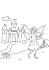 Disegno da colorare fata al castello