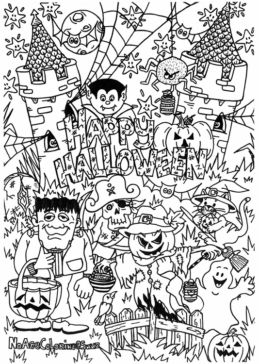 Disegno da colorare felice Halloween