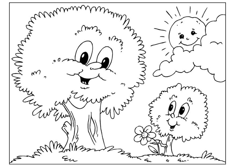 Disegno da colorare festa del papÃ  - alberi