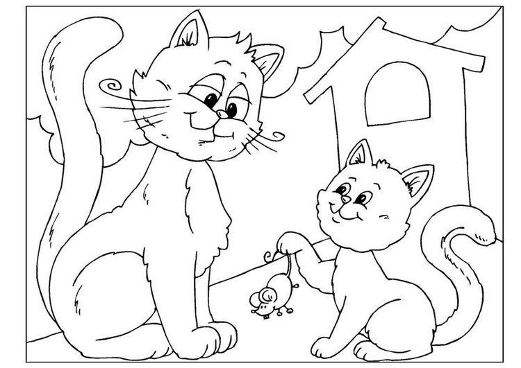 Disegno da colorare festa del papÃ  - gatti