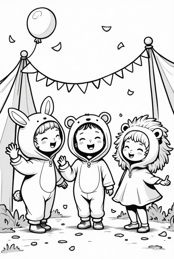 Disegno da colorare festa di carnevale in maschera