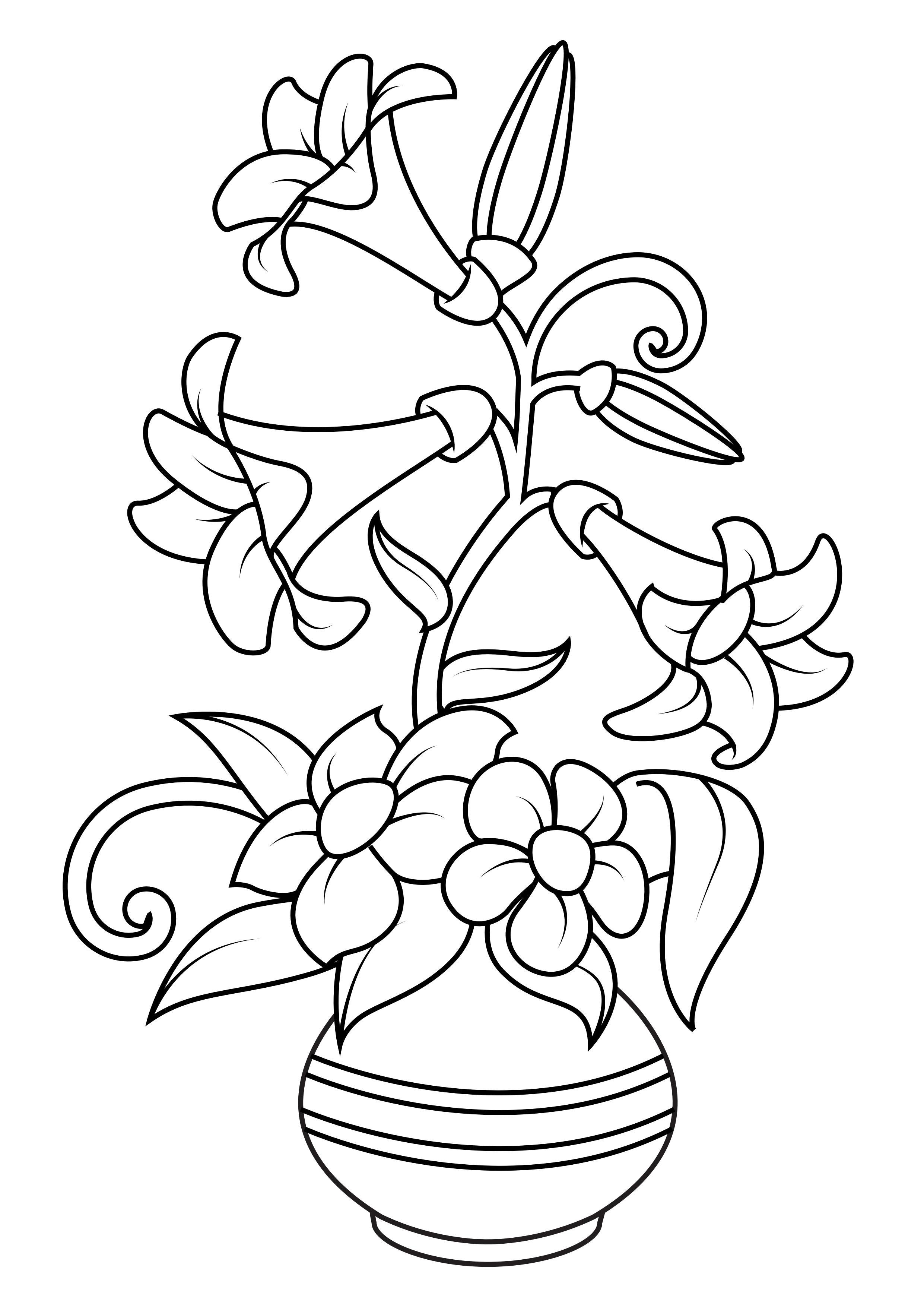 Disegno da colorare fiori in vaso
