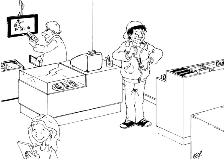 Disegno da colorare furto in negozio