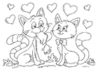 Disegno da colorare gatti S.Valentino