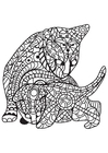 Disegni da colorare gatto con gattino