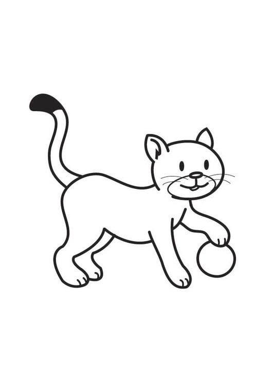 Disegno da colorare gatto con pallina