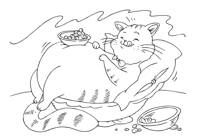 Disegno da colorare gatto grasso
