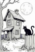 Disegno da colorare gatto nero di halloween
