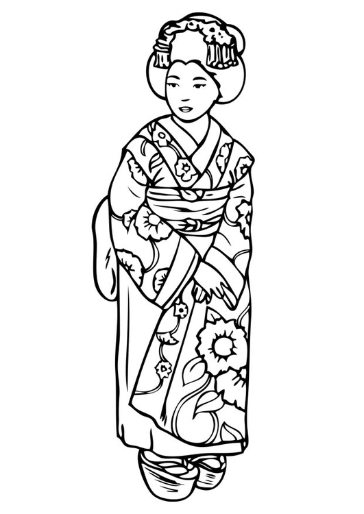 Disegno da colorare geisha