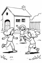 Disegno da colorare giocare nel parco giochi