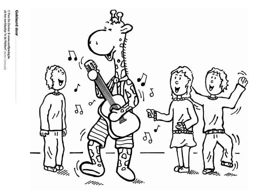 Disegno da colorare Giulio e i suoi amici suonano musica