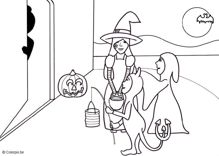 Disegno da colorare halloween dolcetto o scherzetto