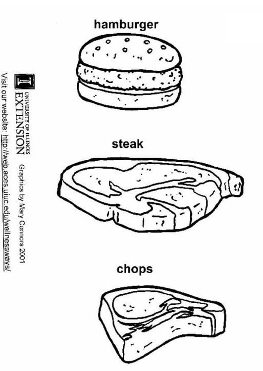 Disegno da colorare hamburger - bistecca - cotelette