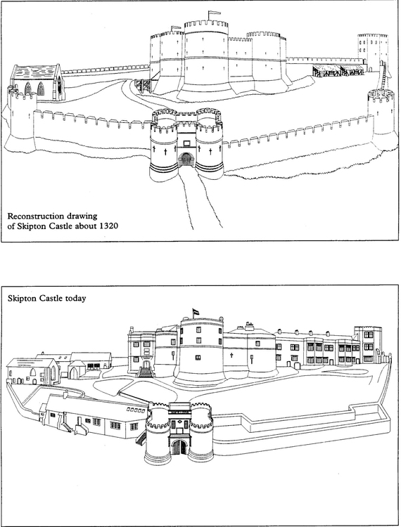 Disegno da colorare il castello nel 1320 e oggi
