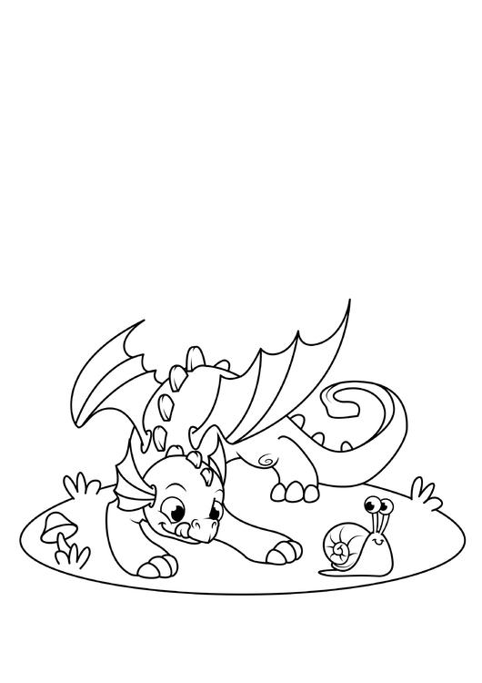 il drago gioca con la lumaca