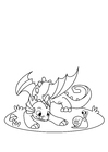 il drago gioca con la lumaca