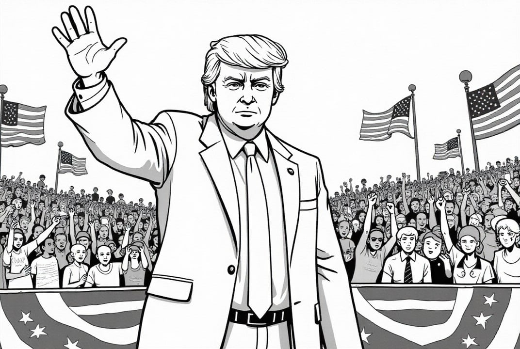 Disegno da colorare Il presidente Donald Trump durante un incontro