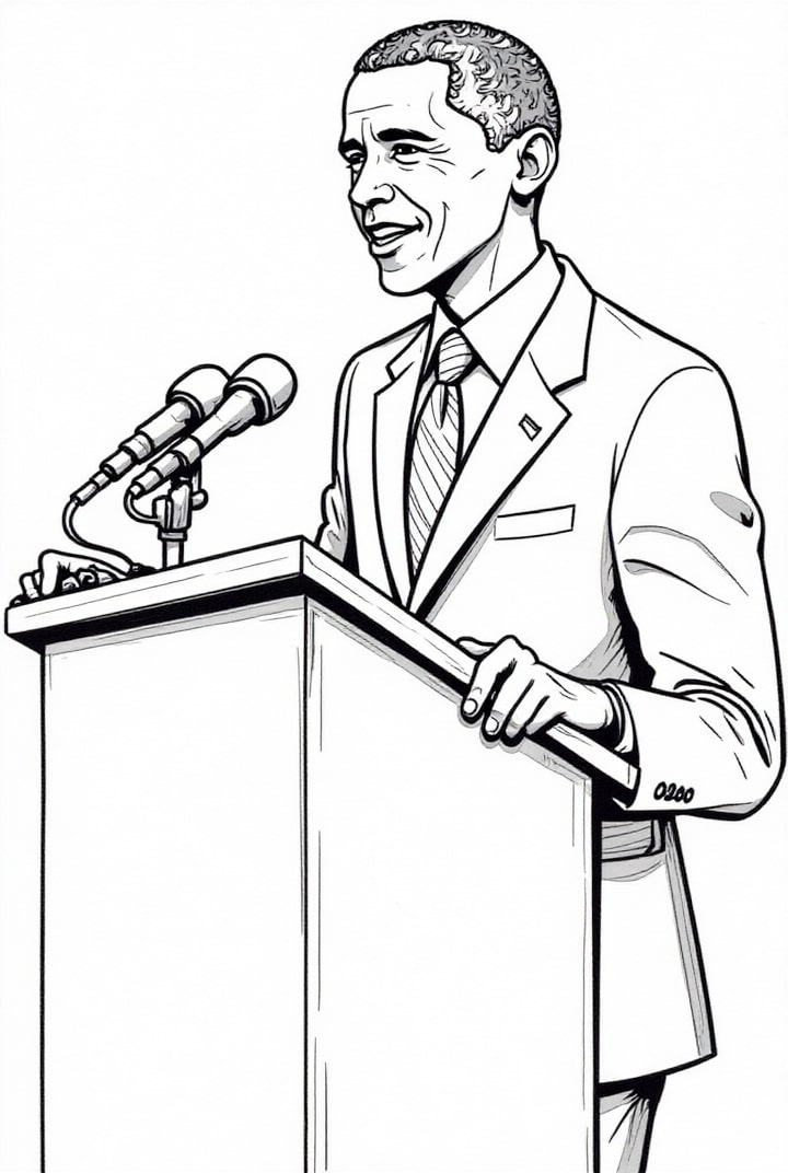 Disegno da colorare Il presidente Obama fa un discorso