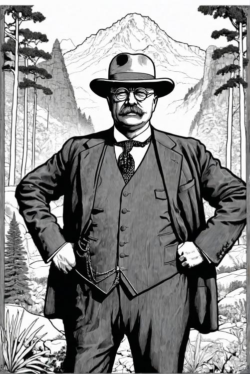 Il presidente Theodore Roosevelt in un parco naturale