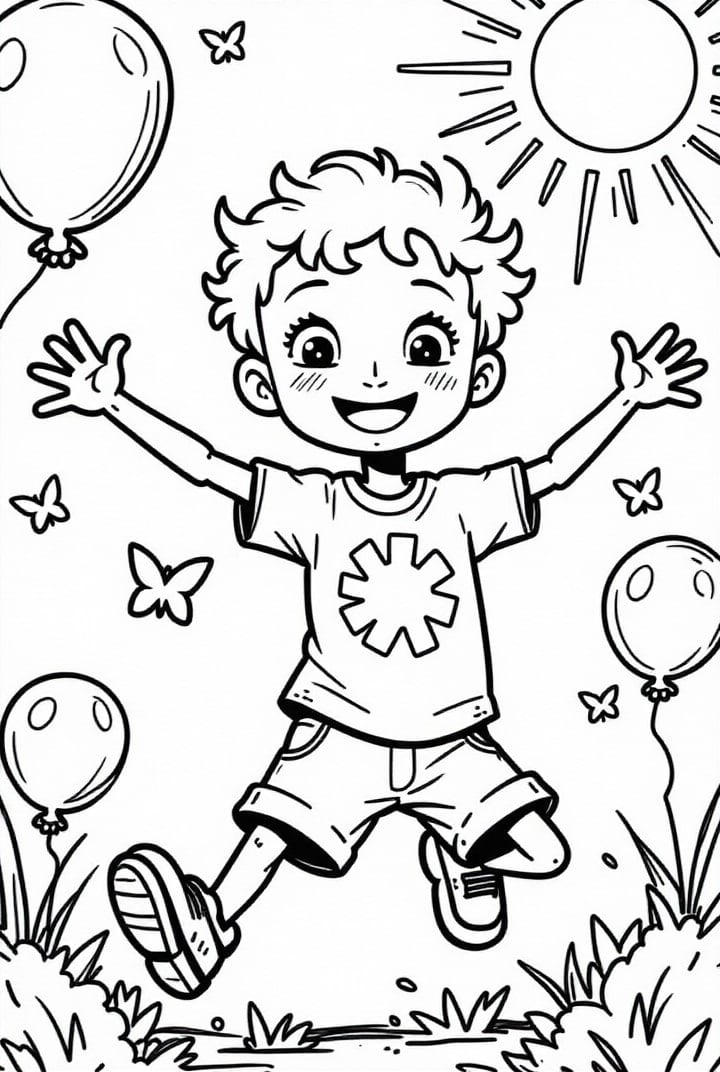 Disegno da colorare il ragazzo Ã¨ felice