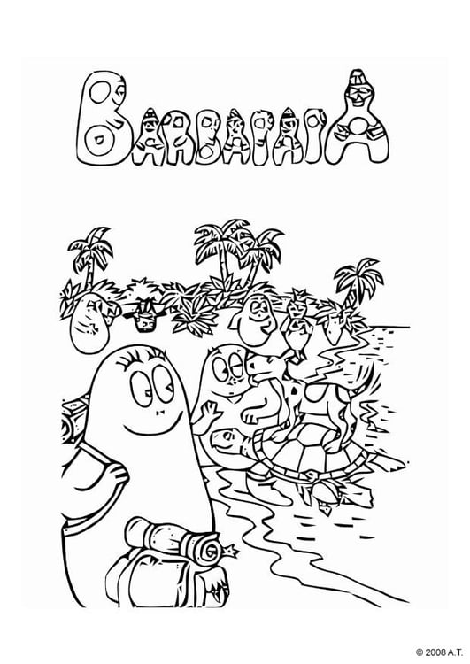 Disegno da colorare in vacanza insieme - barbapapÃ 