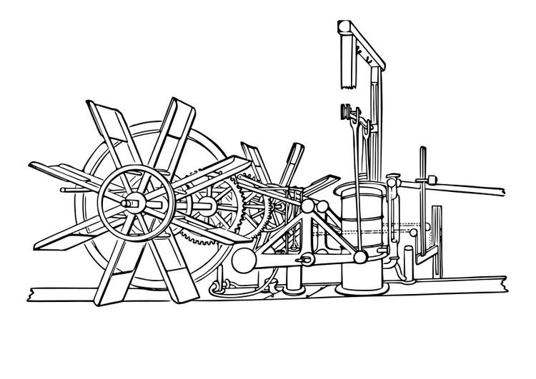 Disegno da colorare ingranaggio per nave a vapore