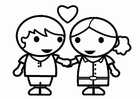 Disegno da colorare innamorati a San Valentino