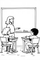 Disegno da colorare insegnante in classe