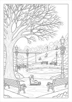 Disegno da colorare inverno al parco