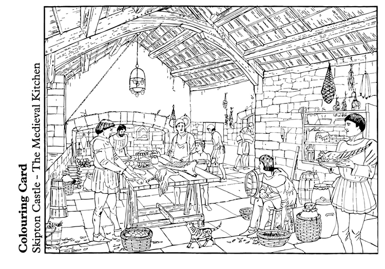 Disegno da colorare la cucina medievale
