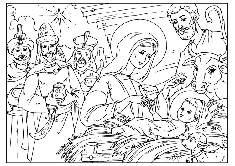 Disegno da colorare la nascitÃ  di Cristo