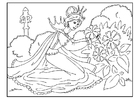 Disegni da colorare la principessa raccoglie dei fiori