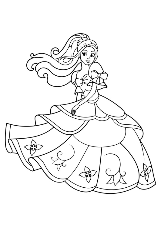 Disegno da colorare la principessa sta ballando