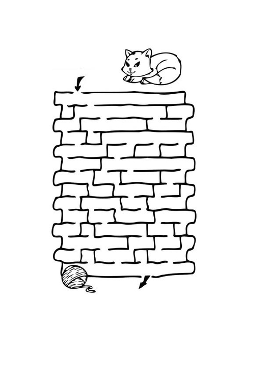 Disegno da colorare labirinto - gatto